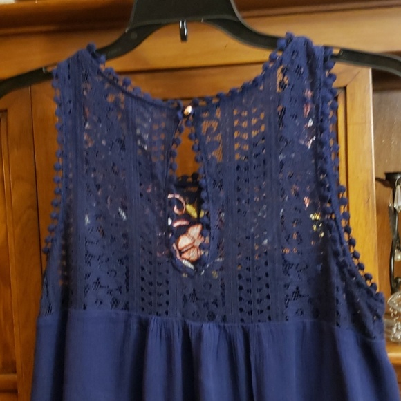 Xhilaration Navy Blue Embroidery/Lace Dress SZ S - Picture 4 of 7